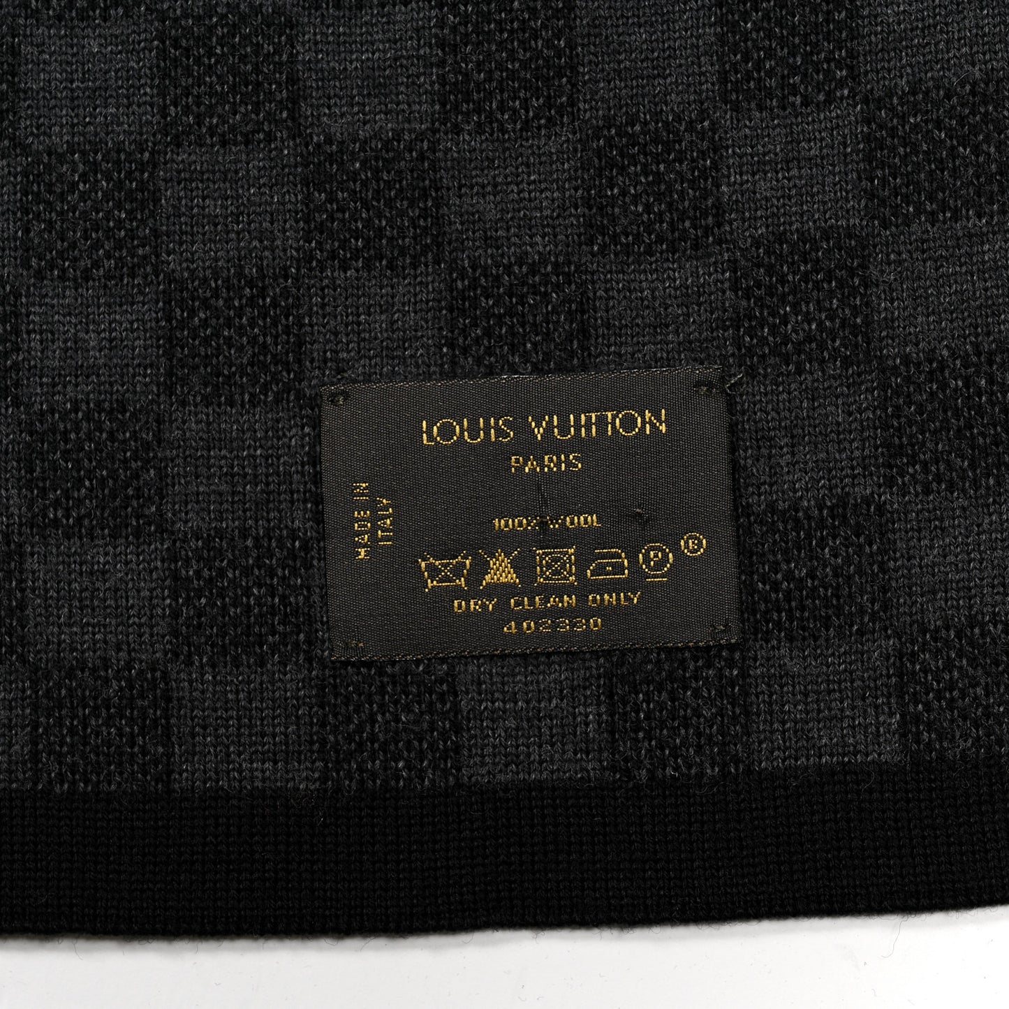 Wool Damier Graphite Scarf Black