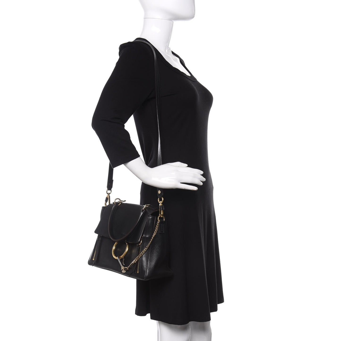 Calfskin Small Faye Day Shoulder Bag Black