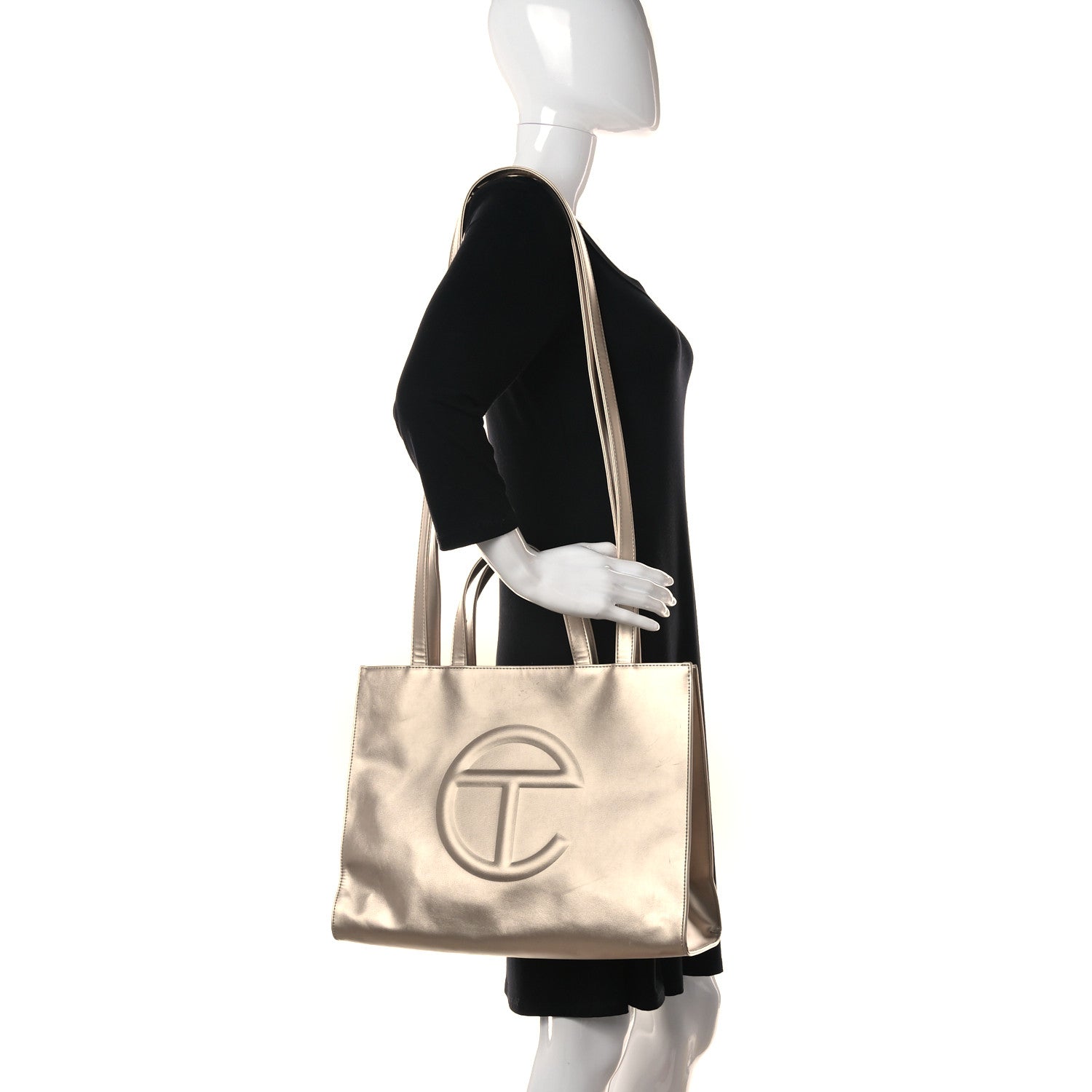 Telfar Metallic Vegan Leather Medium Shopping Bag Gold 2 of 12