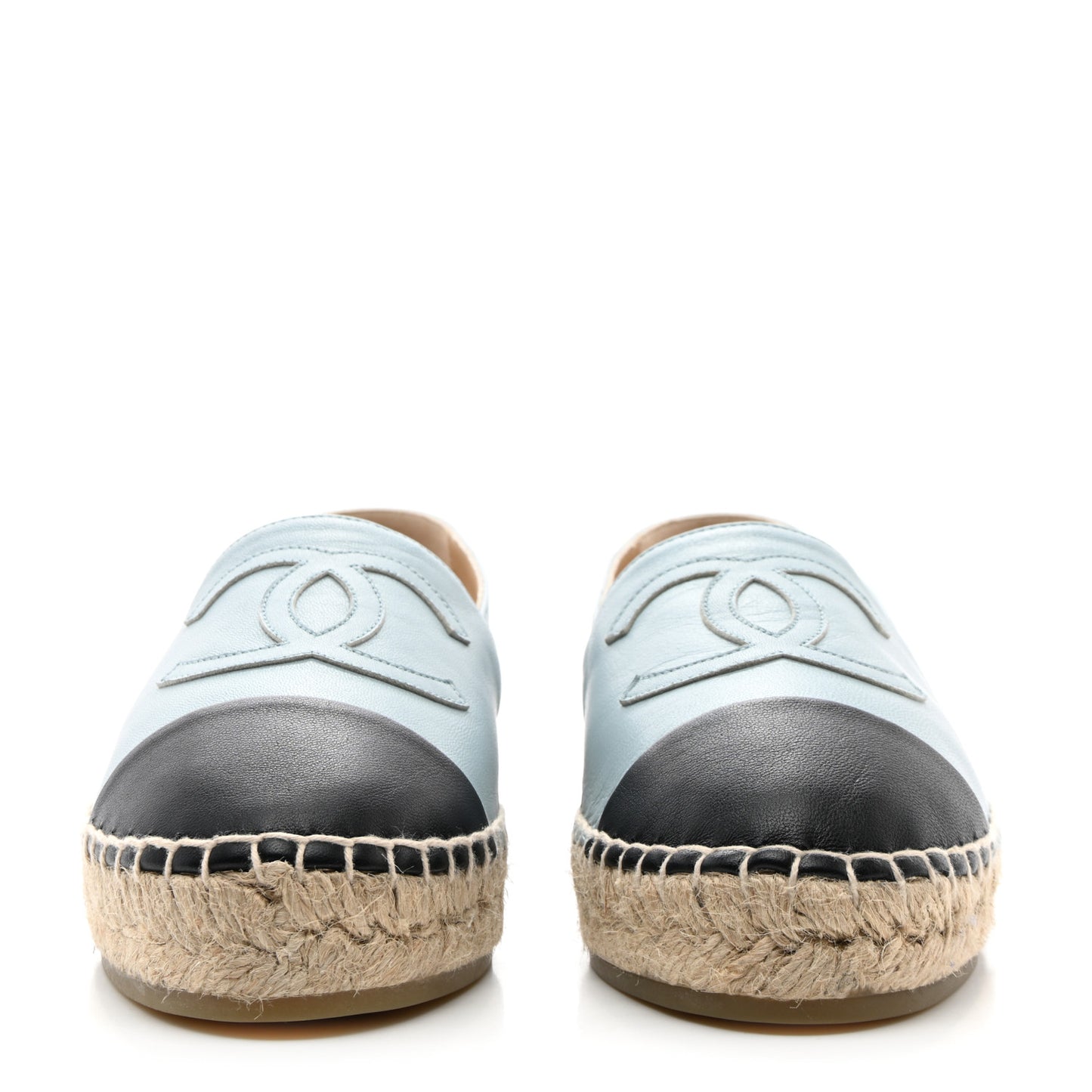 Lambskin CC Espadrilles 38 Light Blue Black
