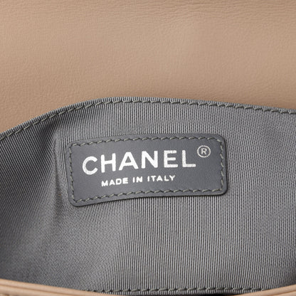 Chanel Calfskin Chevron Quilted Boy Convertible Clutch Flap Beige 7 of 8