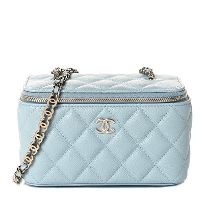 Chanel Caviar Quilted Small Tiny CC Vanity Case With Chain Light Blue 1 of 13