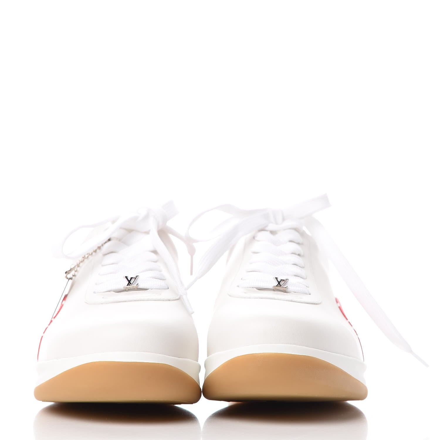 Louis Vuitton X SUPREME Calfskin Monogram Sneakers 9.5 White Red 3 of 9