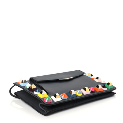 Fendi Vitello Dolce Studded Mini 2Jours Pouch Anthracite Multicolor 4 of 8