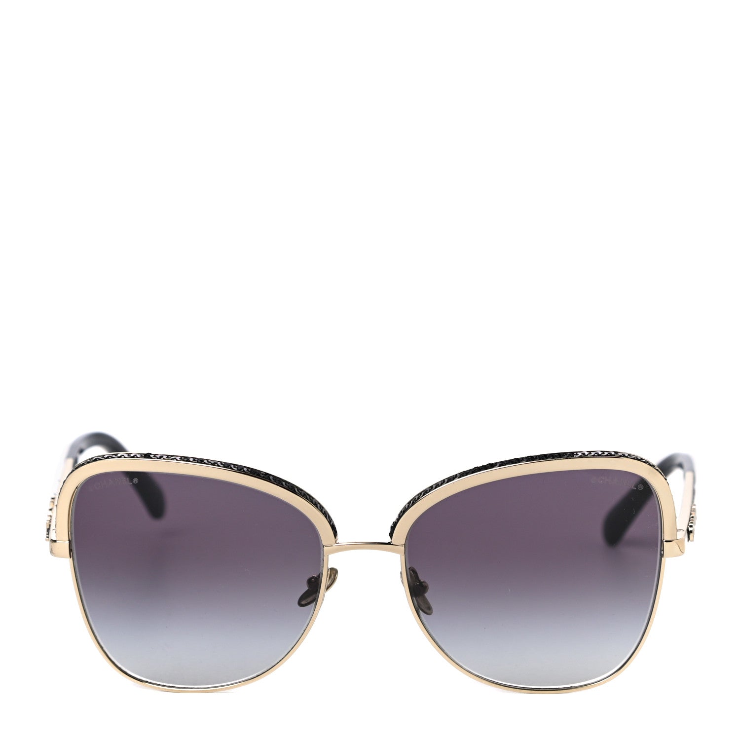 Chanel Square Frame Sequin Sunglasses 4270 Gold Black 4 of 7