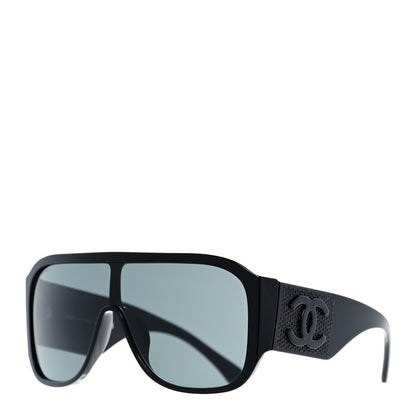 Chanel Acetate Crystal CC Shield Sunglasses 5466-B-A Black 1 of 8