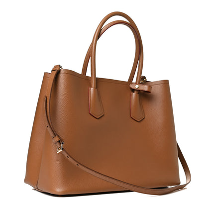 Prada Saffiano Cuir Medium Double Handle Bag Caramel Fuoco 2 of 13
