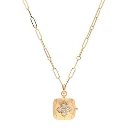 Roberto Coin 18K Yellow Gold Diamond Princess Flower Locket Pendant Necklace 1 of 5