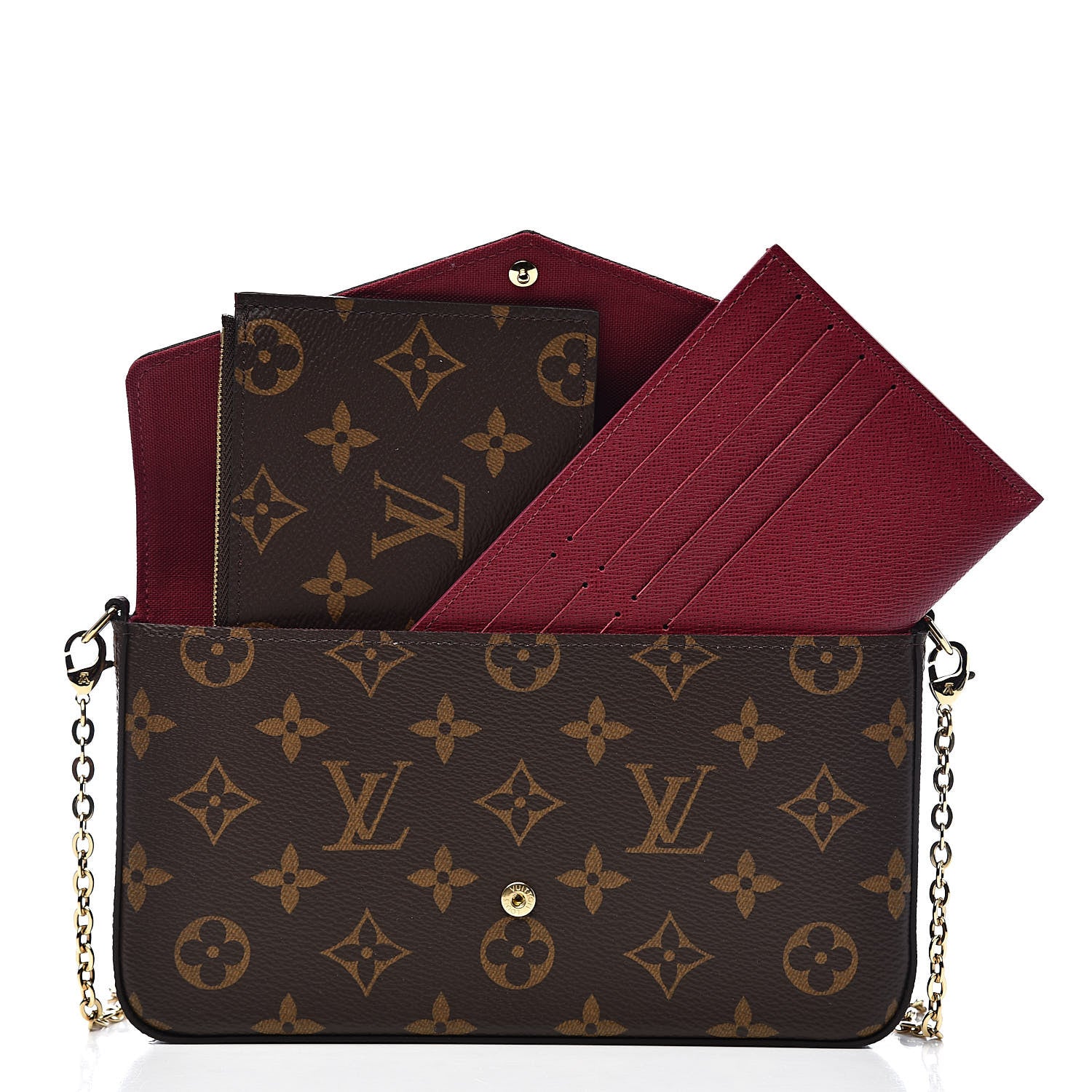 Louis Vuitton Monogram Pochette Felicie Chain Wallet Fuchsia 9 of 11