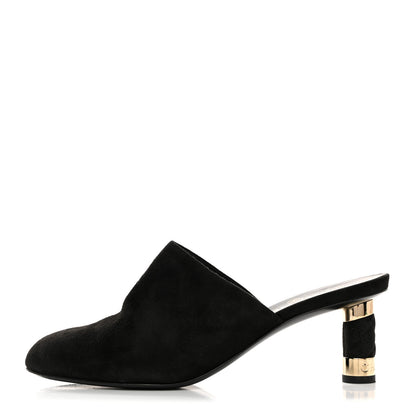 Chanel Kid Suede Logo Mules 40 Black 1 of 9