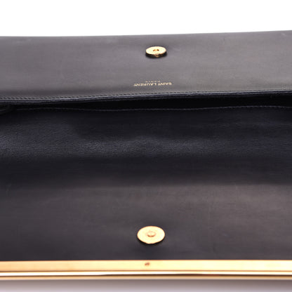Saint Laurent Calfskin Lutetia Flap Clutch Black 12 of 13