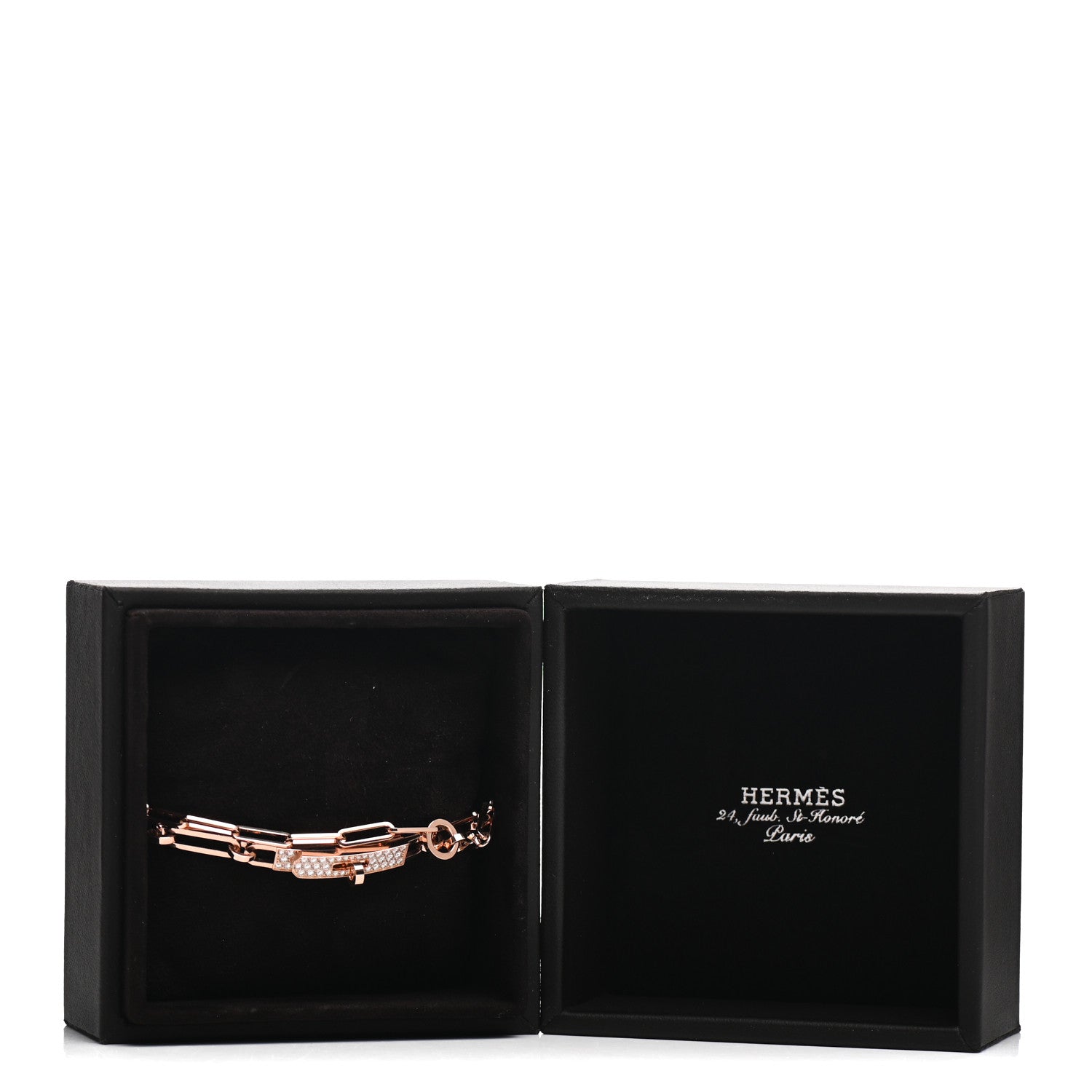 Hermes 18K Rose Gold Diamond Pave Kelly Chaine Choker Necklace 6 of 6