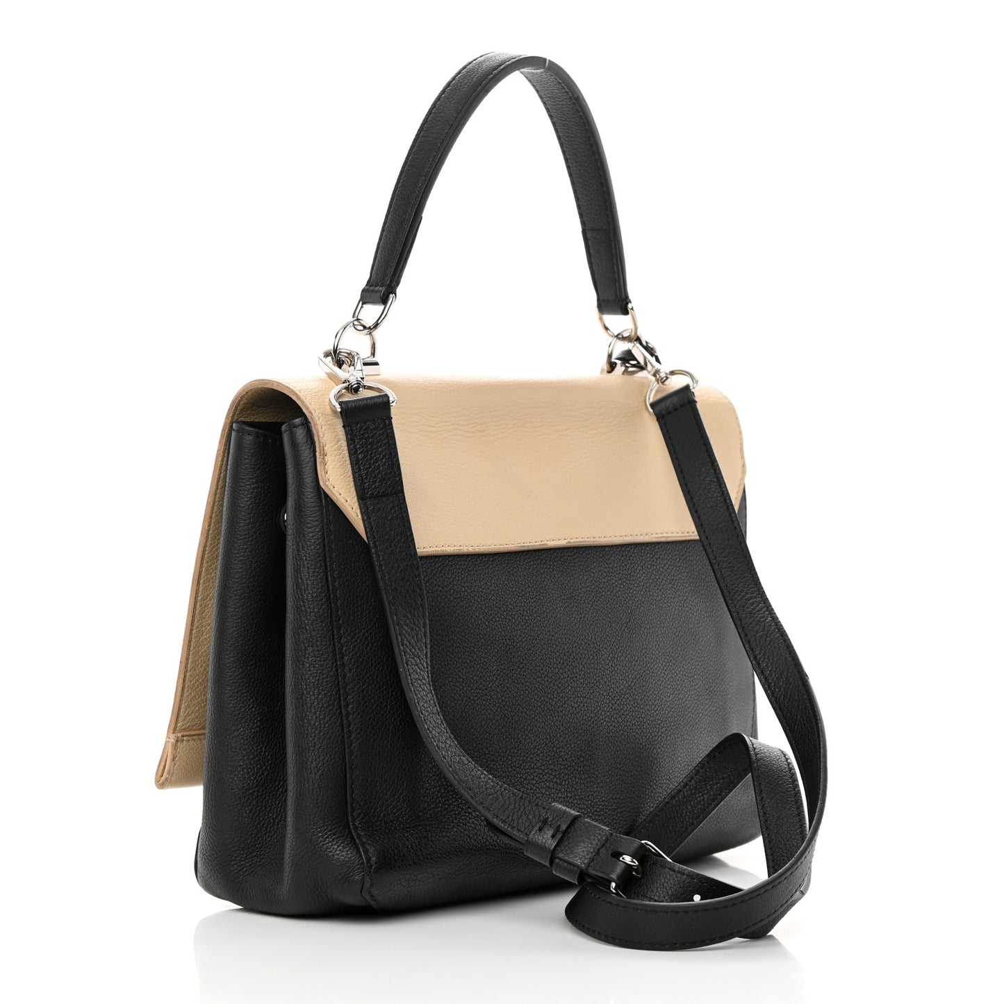 Soft Calfskin Lockme II Top Handle Vanille Black