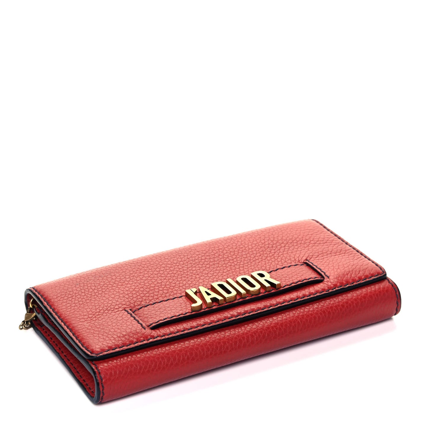Grained Lambskin J'adior Croisiere Chain Wallet Red