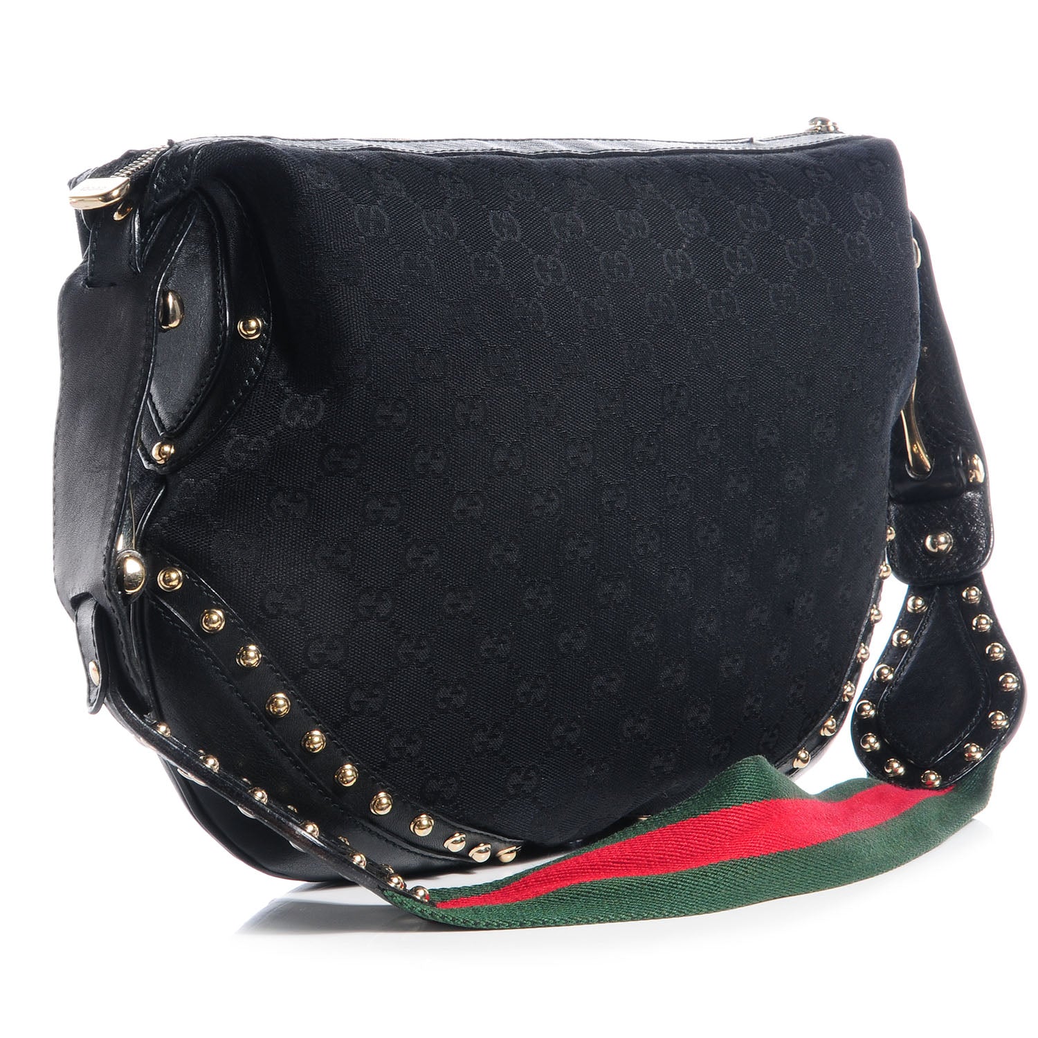 Gucci Monogram Pelham Studded Medium Shoulder Bag Black 3 of 7