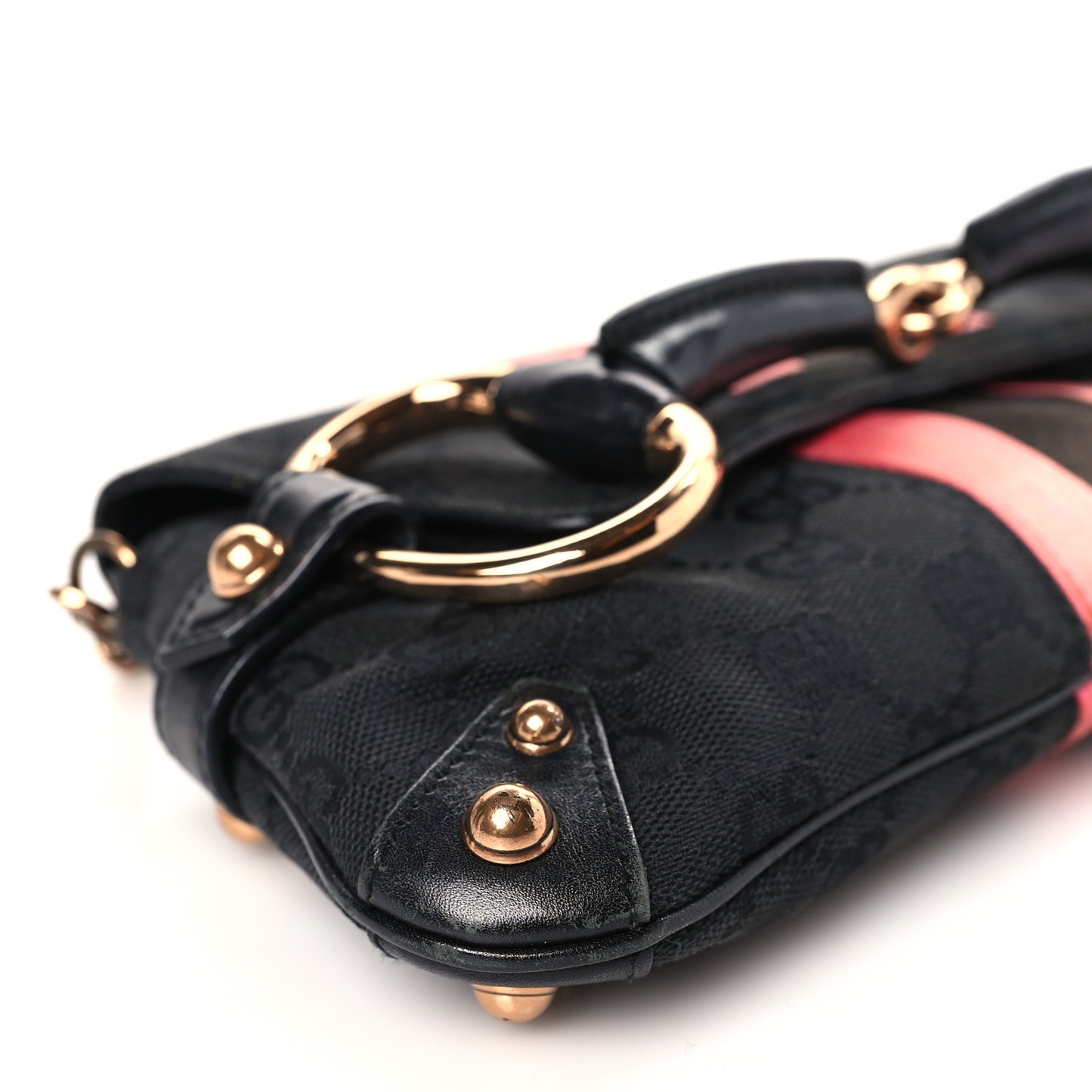 Monogram Horsebit Web Clutch Black