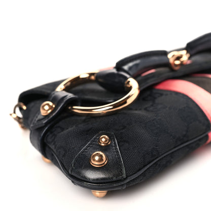 Gucci Monogram Horsebit Web Clutch Black 8 of 9