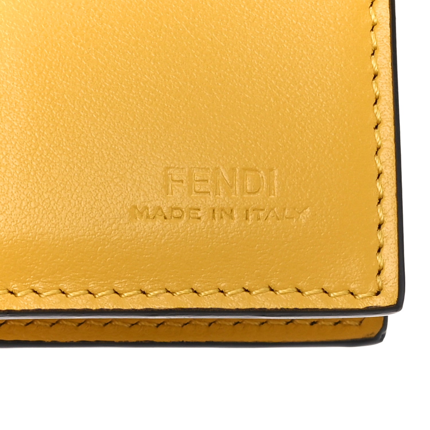 Fendi Vitello Cruise F is Fendi Bi-Color FF 1974 Embossed Compact Wallet Maya Black Sunflower 7 of 11