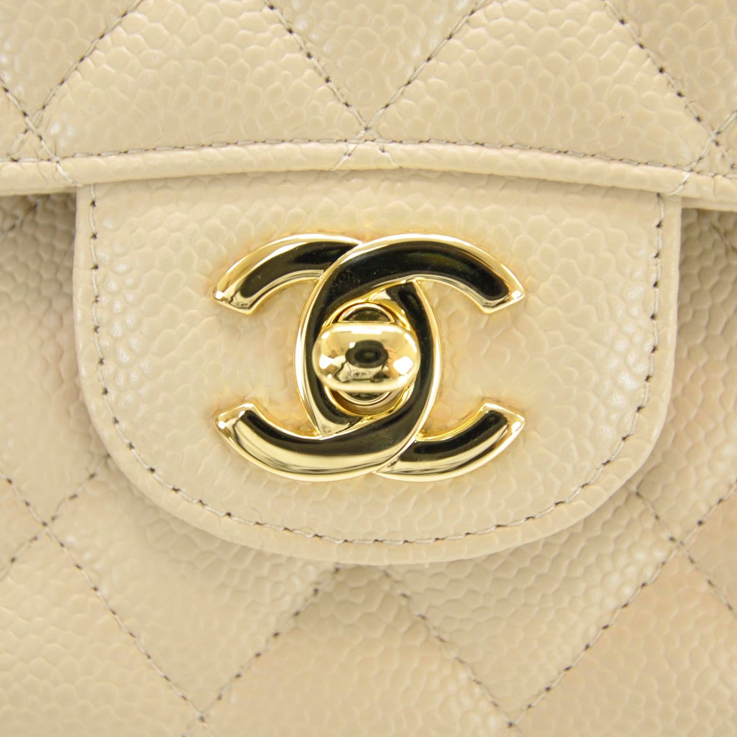 Chanel Caviar Quilted Medium Double Flap Beige Clair 8 of 11