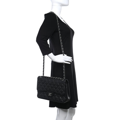 Chanel Caviar Quilted Jumbo Double Flap Black 2 of 9