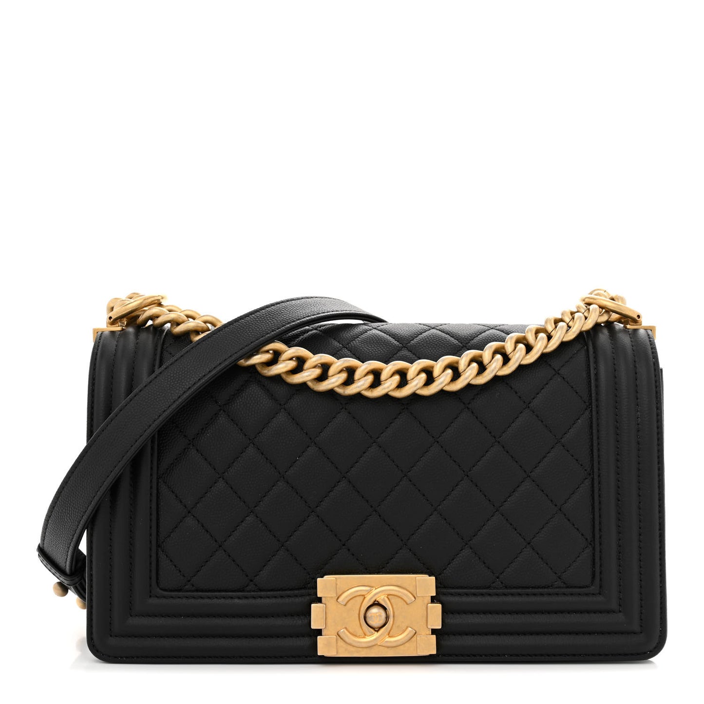 Caviar Quilted Medium Boy Flap Black