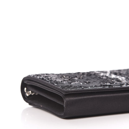 Saint Laurent Sequin Flip Monogram Chain Wallet Black 9 of 11
