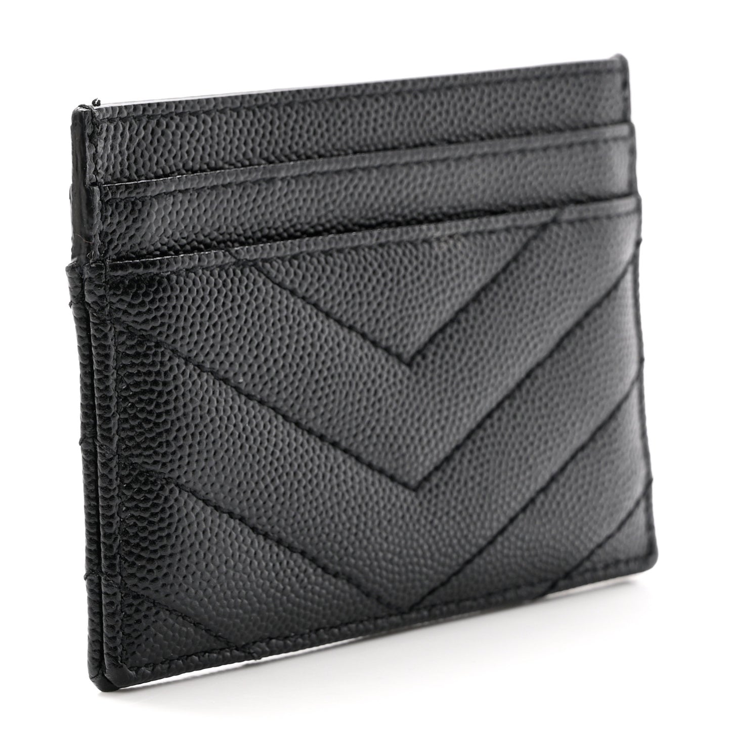 Grain De Poudre Matelasse Chevron Monochrome Monogram Credit Card Case Black