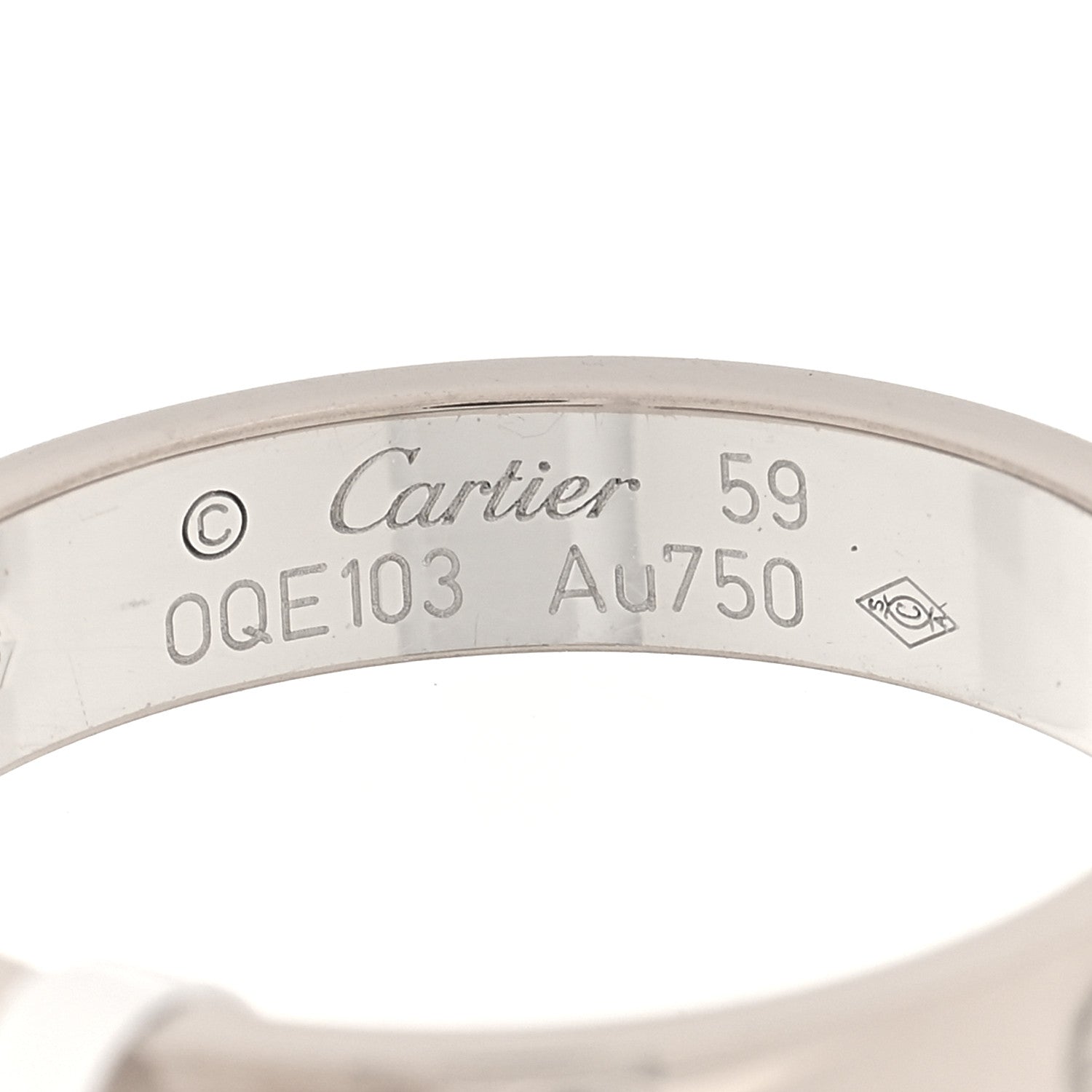 Cartier 18K White Gold Diamond 4mm LOVE Wedding Band Ring 59 8.75 4 of 4