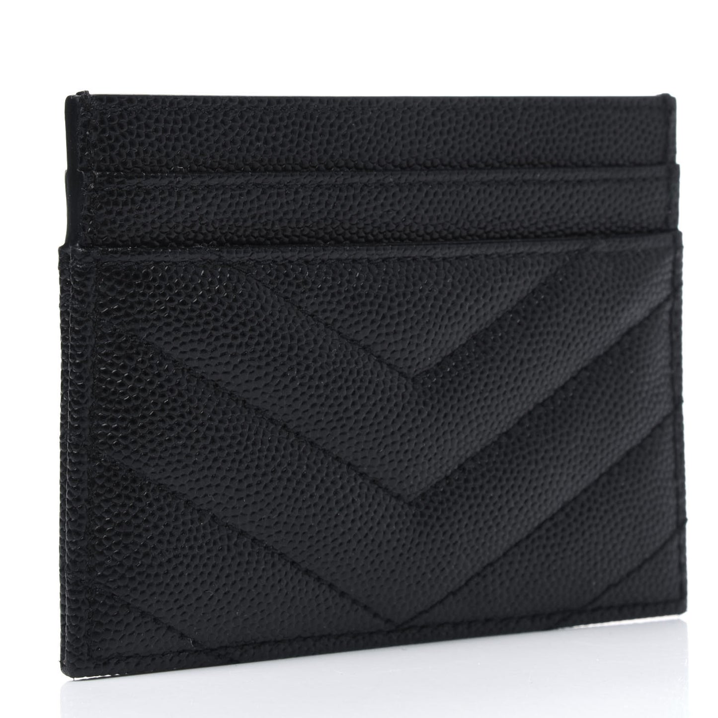 Grain De Poudre Matelasse Chevron Monogram Credit Card Case Black