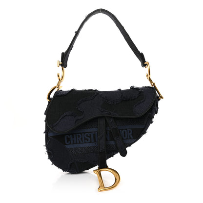 Christian Dior Canvas Embroidered Camouflage Saddle Bag Blue 1 of 11