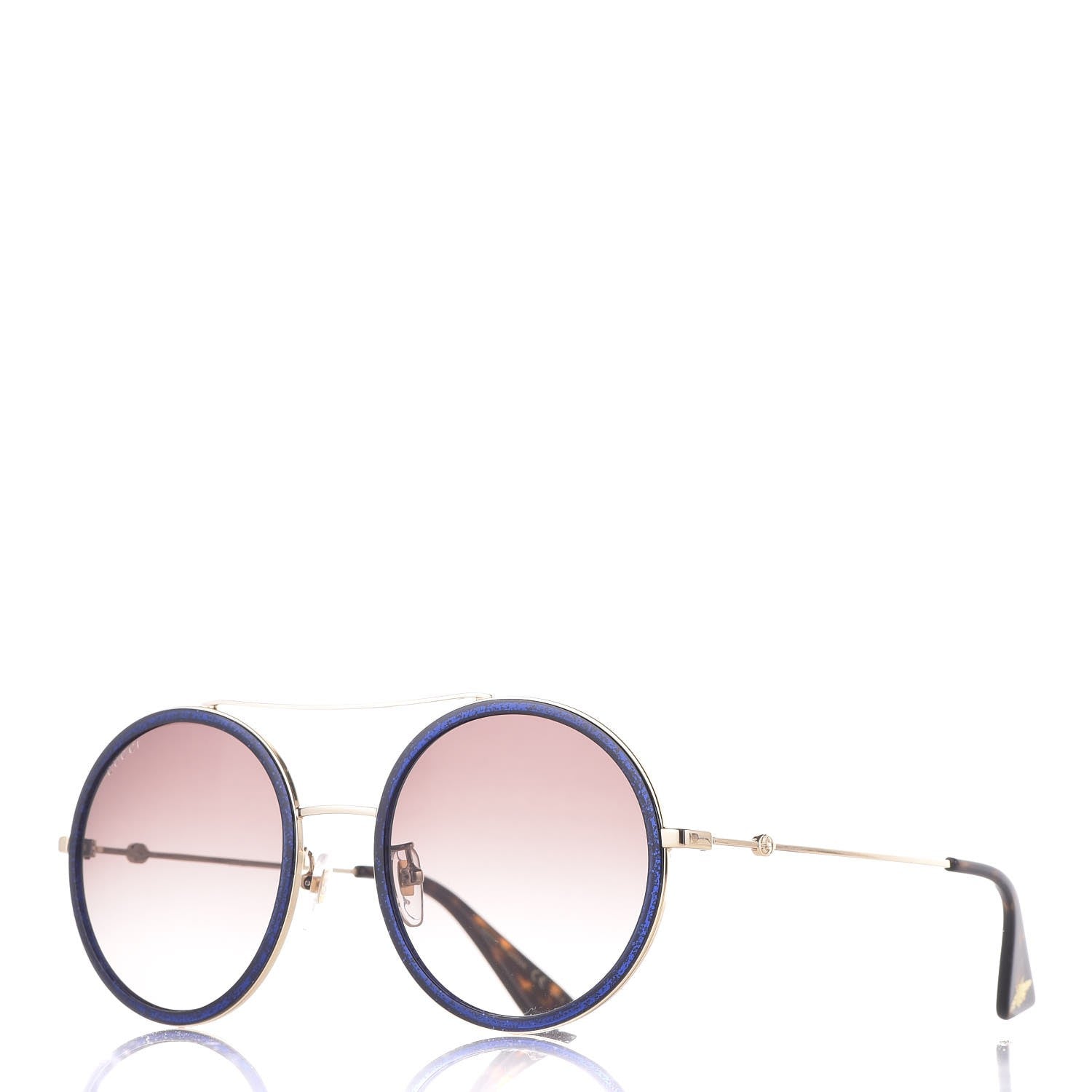 Gucci Round Sunglasses GG 0061S Blue 1 of 9