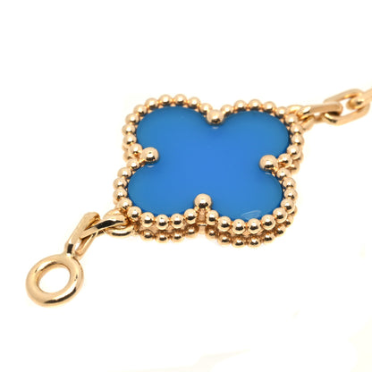 Van Cleef & Arpels 18K Yellow Gold Blue Agate 5 Motifs Vintage Alhambra Bracelet 6 of 6