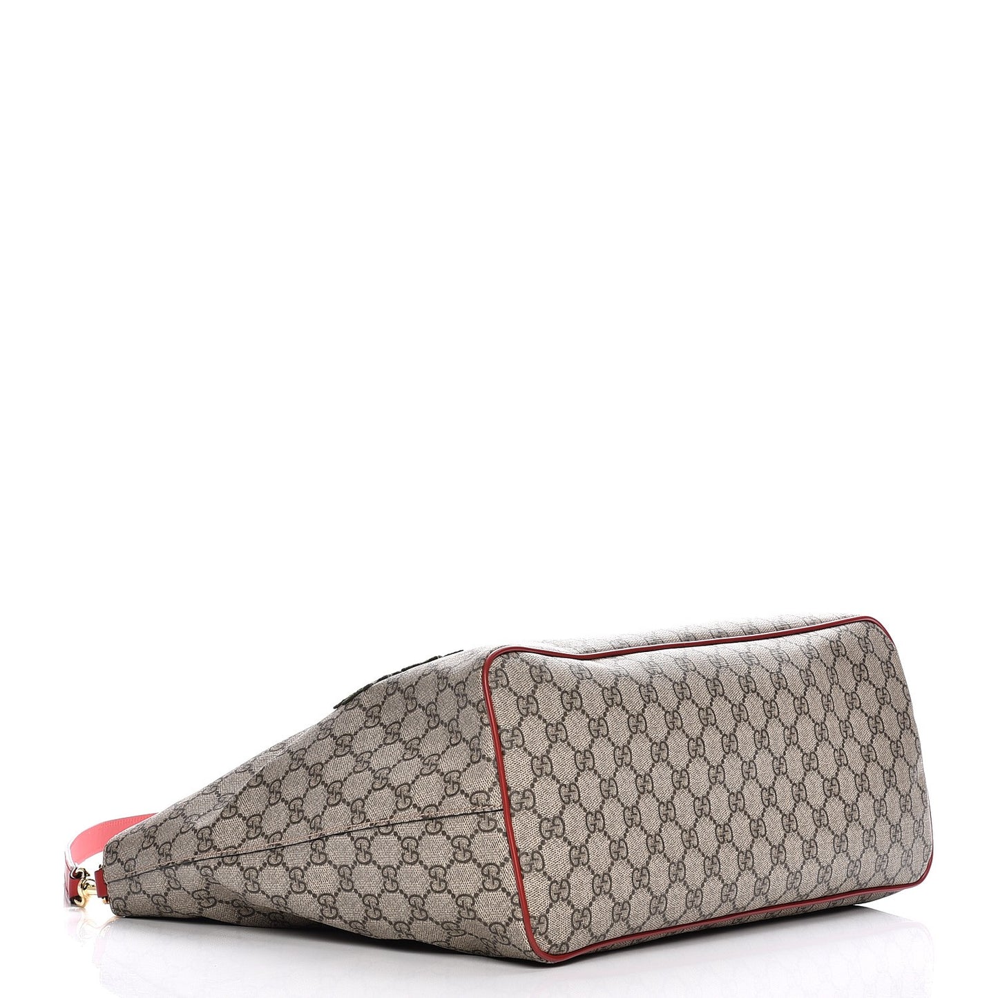 Soft GG Supreme Monogram Kingsnake Heart Embroidered Medium Crossbody Tote Beige Hibiscus Red