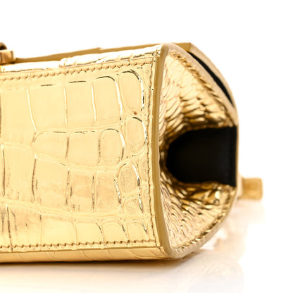 Balenciaga Metallic Calfskin Crocodile Embossed Small Hourglass Top Handle Bag Gold 9 of 9