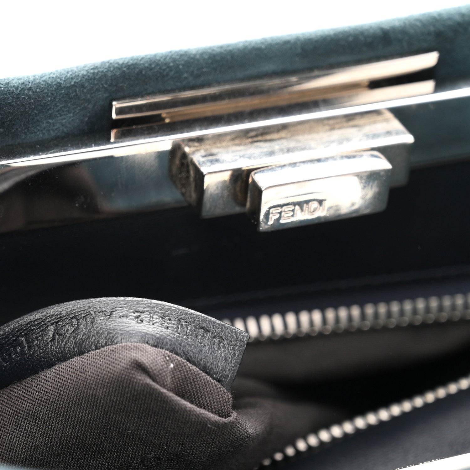 Fendi Chamois Karung Shiny Nappa Medium 3 Pocket Peekaboo Iconic Satchel Cobalto Petrolio 7 of 10