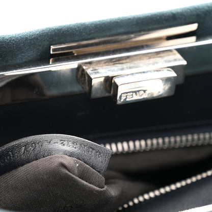 Fendi Chamois Karung Shiny Nappa Medium 3 Pocket Peekaboo Iconic Satchel Cobalto Petrolio 7 of 10