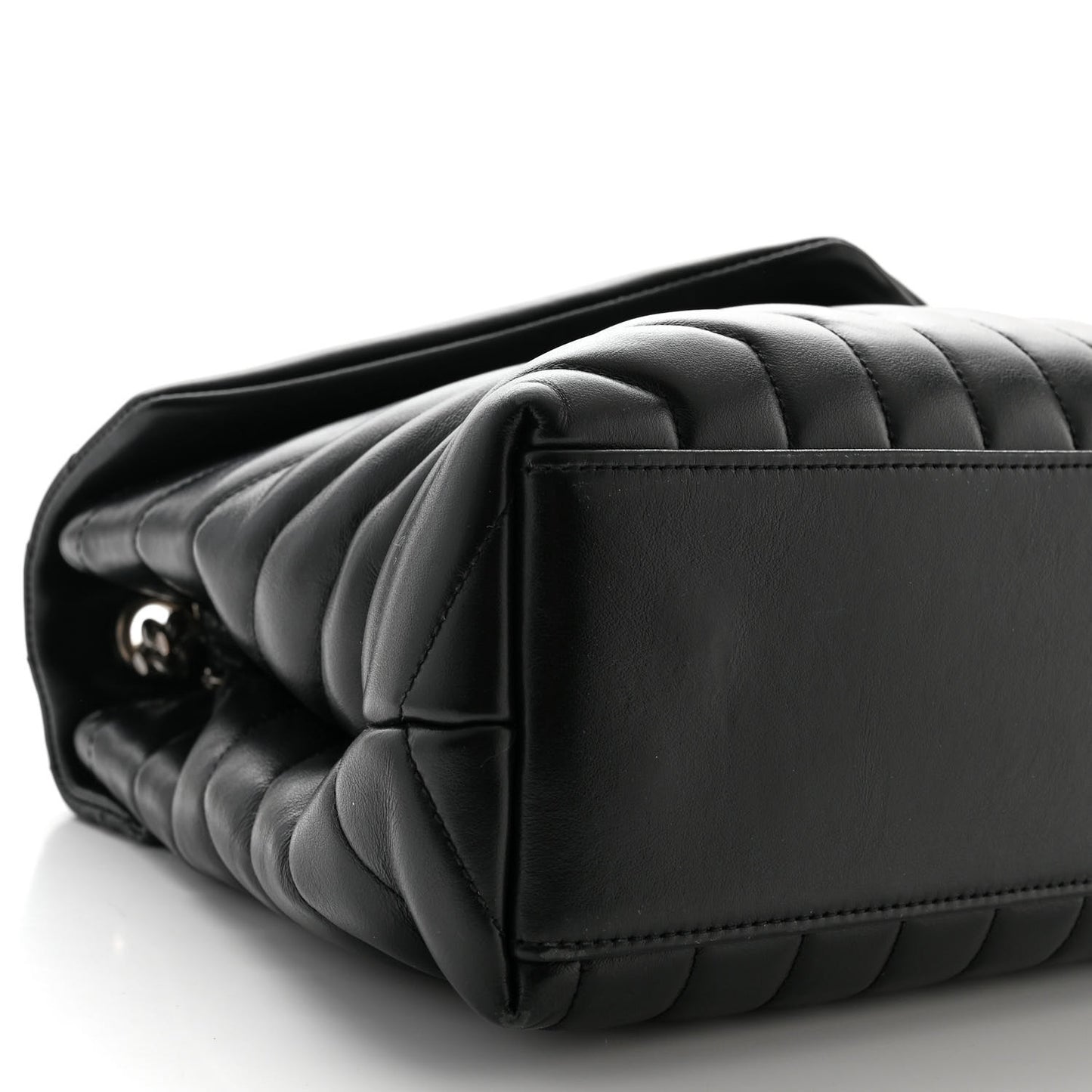 Calfskin Y Quilted Monogram Medium Loulou Chain Satchel Black