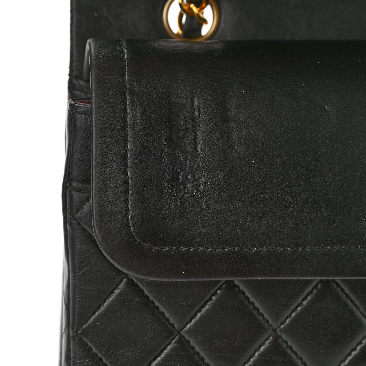 Lambskin Quilted Medium Double Flap Black