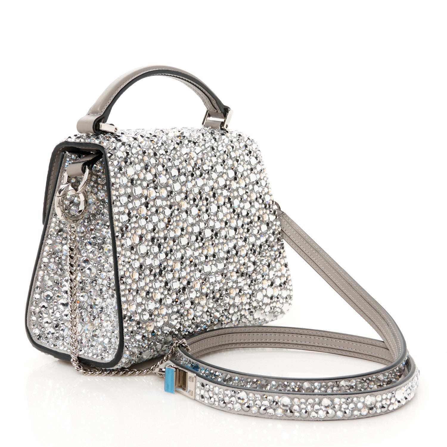Valentino Garavani Crystal Embroidered Mini Vsling Top Handle Bag Silver 3 of 11