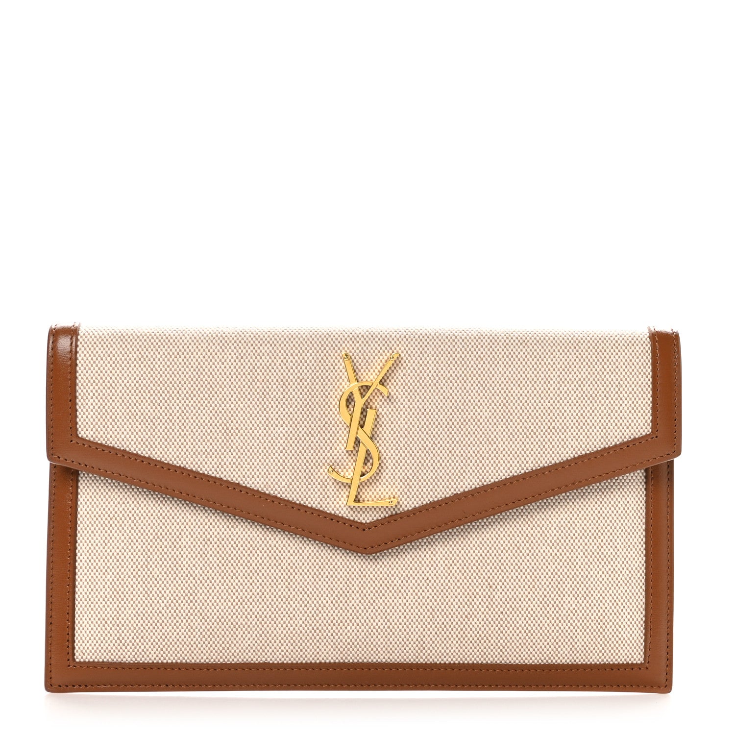Saint Laurent Canvas Uptown Pouch Natural Beige Brick 1 of 8