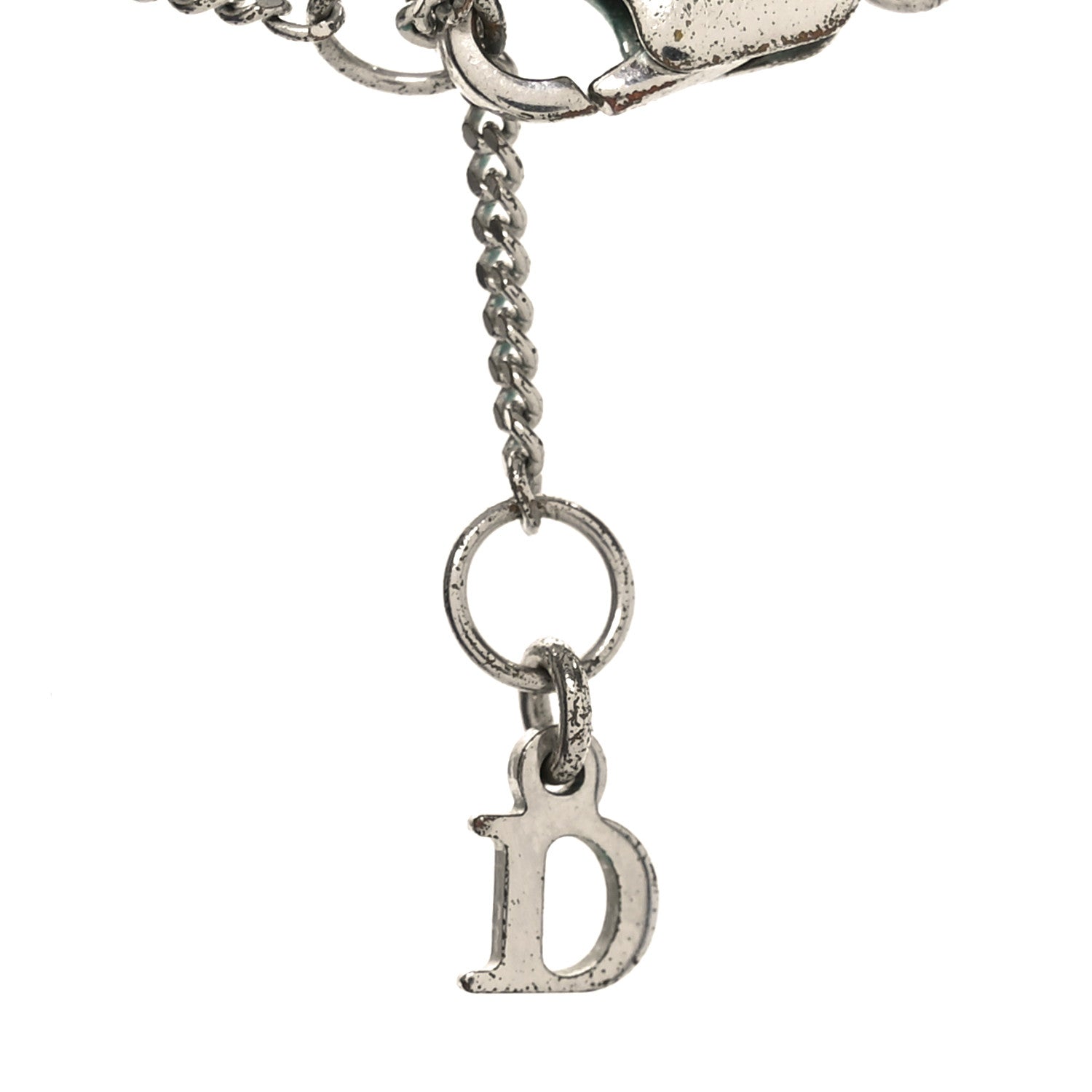 Christian Dior Crystal Logo Star Necklace Silver 1812803