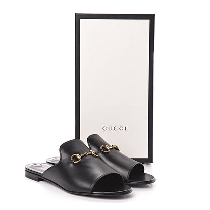 Gucci Malaga Kid Horsebit Slide Sandals 39 Black 8 of 8