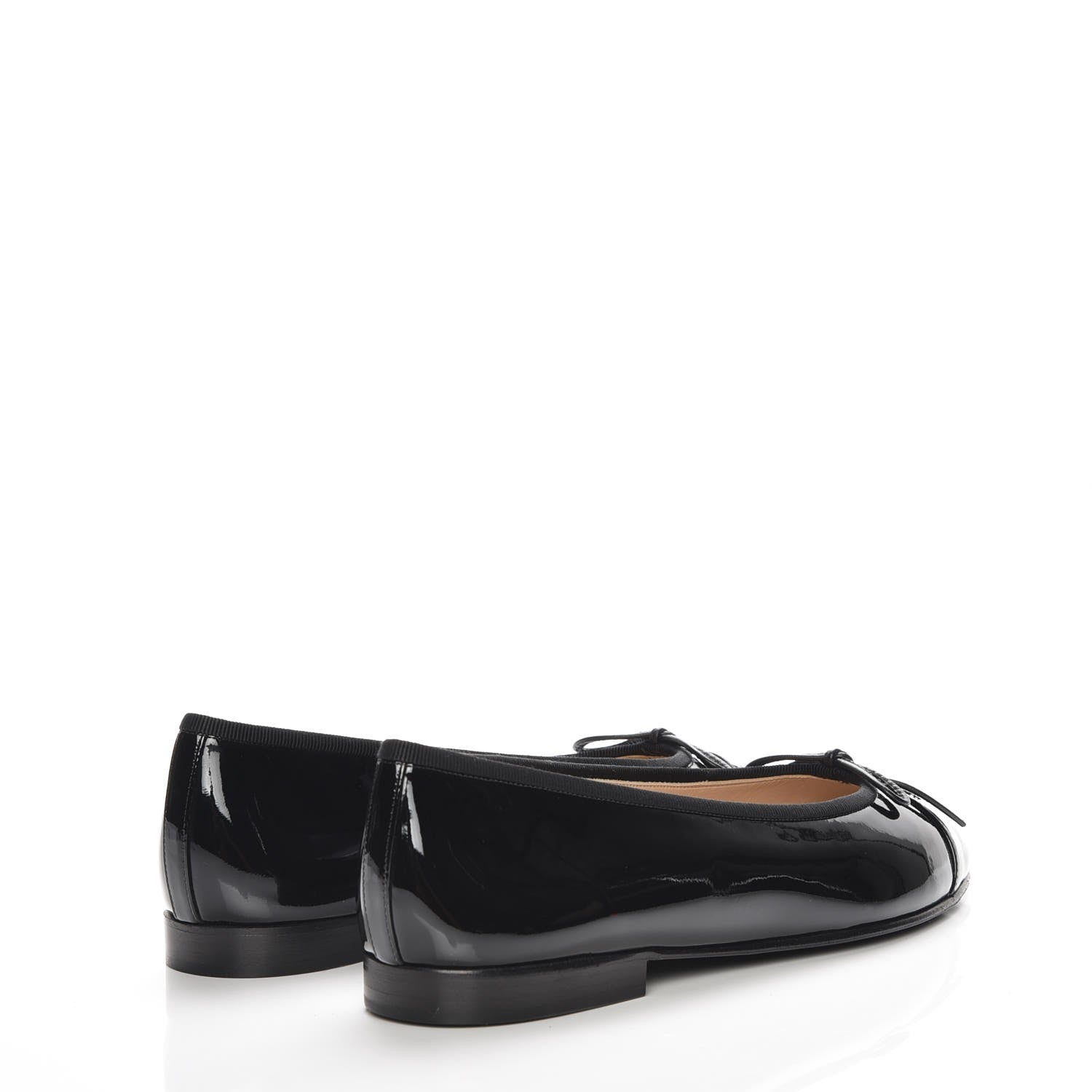 Chanel Patent CC Cap Toe Ballerina Flats 38.5 Black 4 of 9