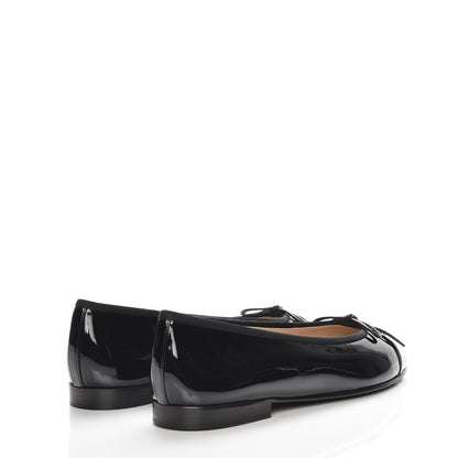Chanel Patent CC Cap Toe Ballerina Flats 38.5 Black 4 of 9