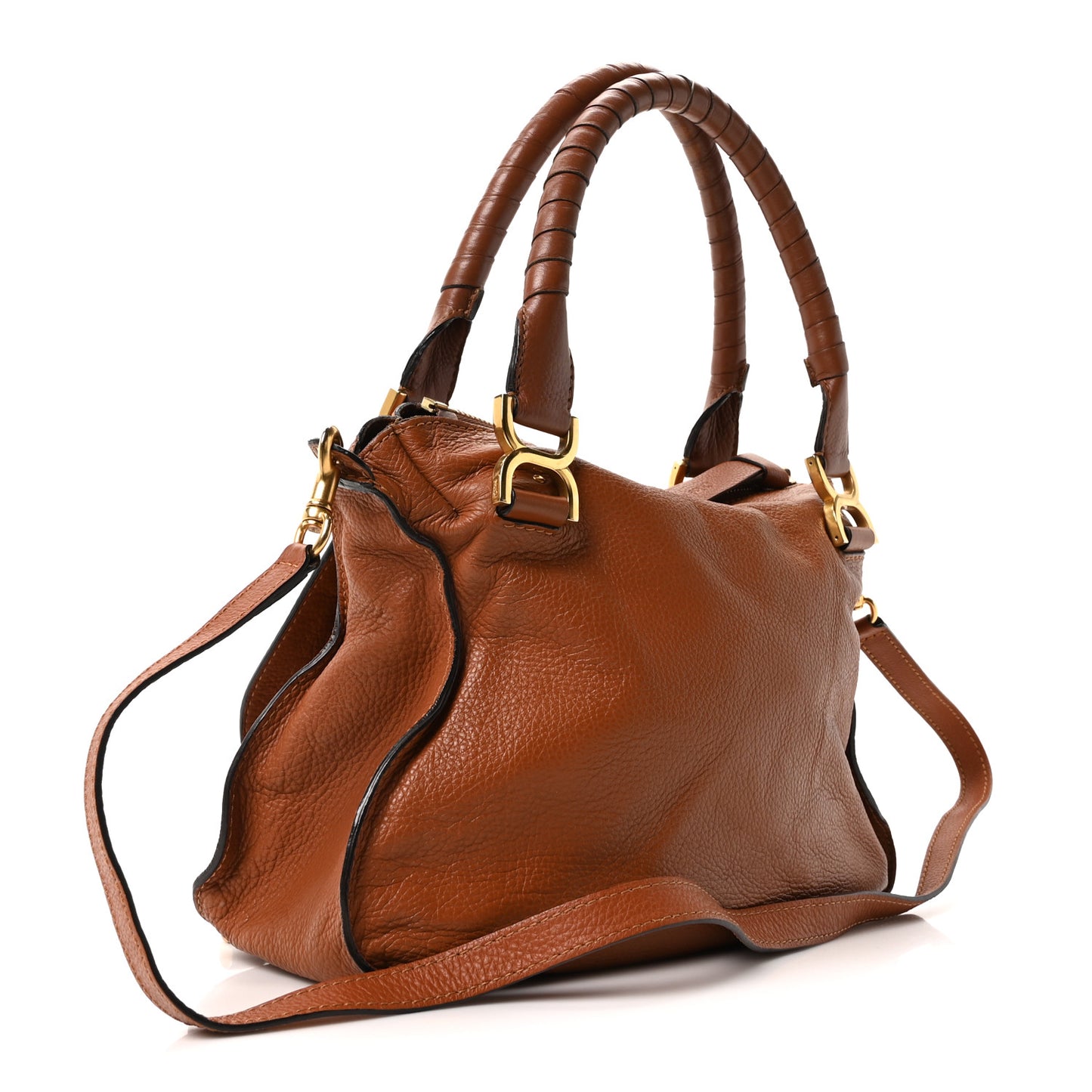 Calfskin Braided Medium Marcie Double Carry Tan
