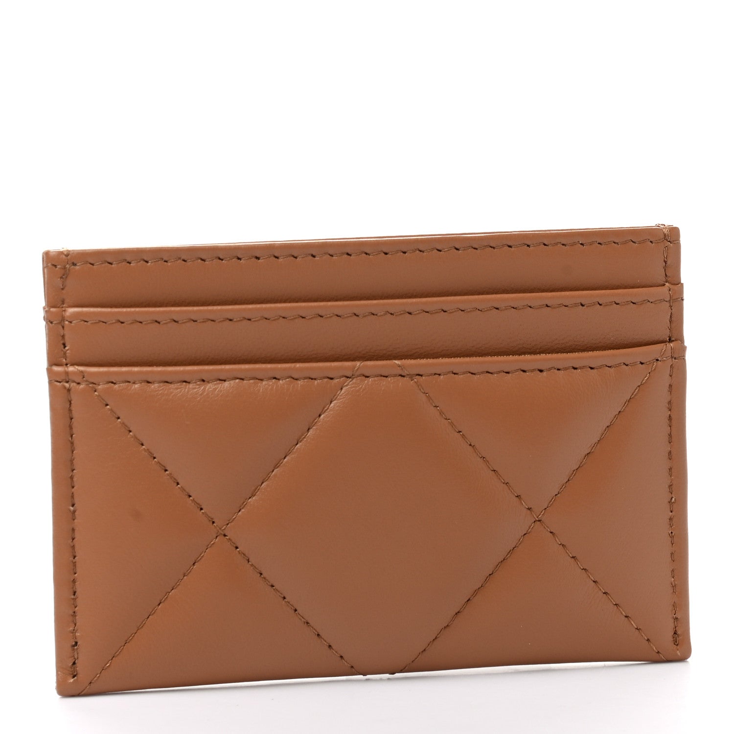 Chanel Lambskin Quilted Chanel 19 Card Holder Brown 3 of 9