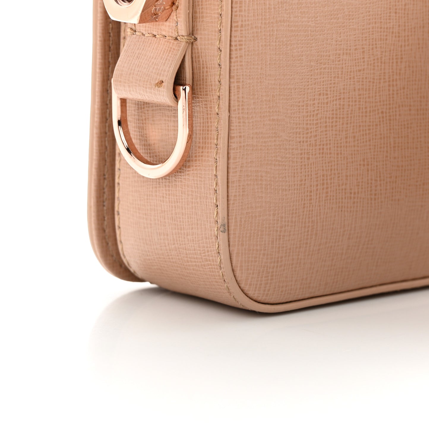 Saffiano Striped Mini Diag Bag Nude White