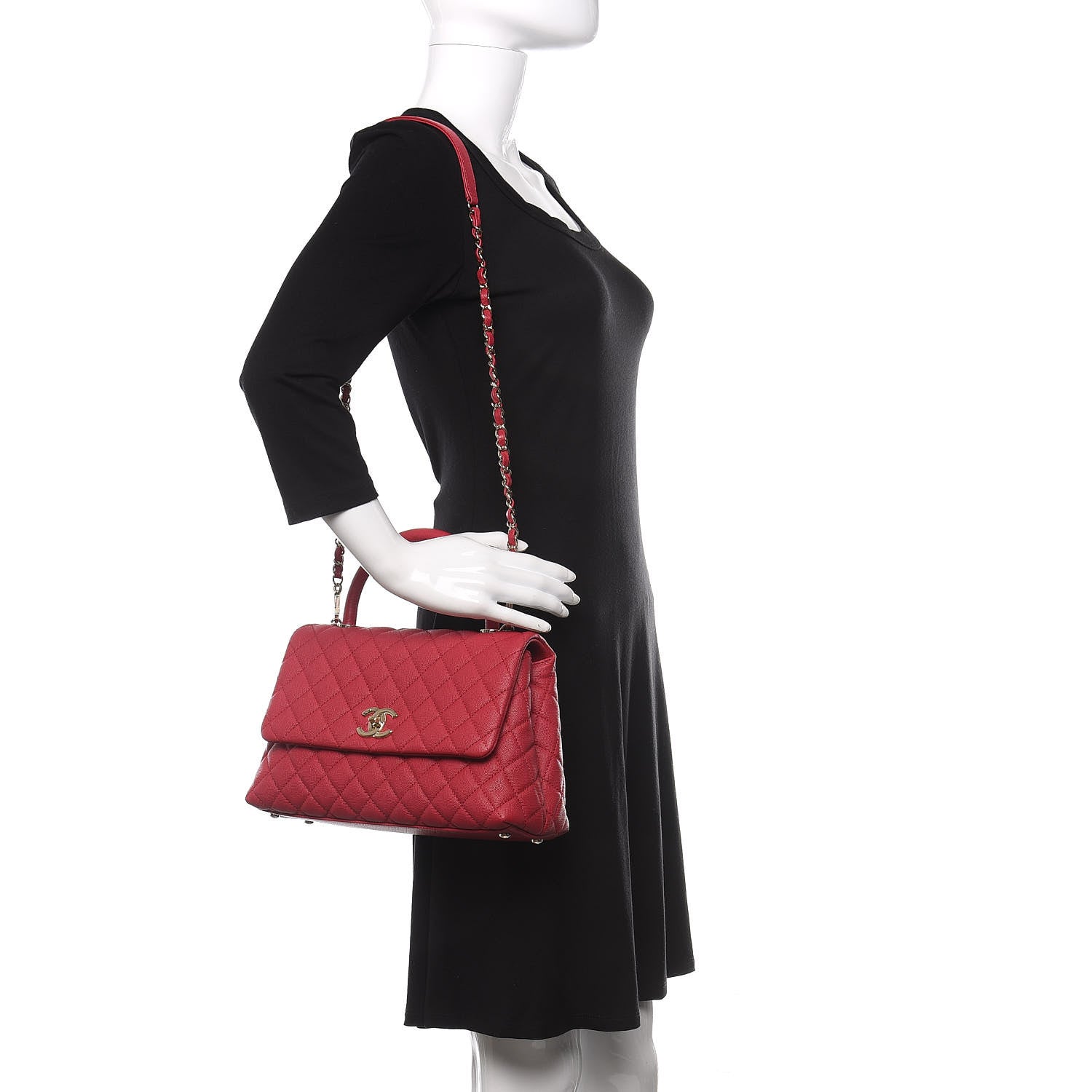 Chanel Caviar Quilted Small Coco Handle Flap Dark Pink 2 of 12