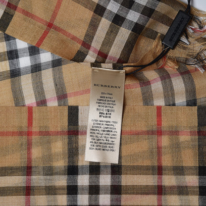 Burberry Wool Silk Gauze Vintage Check Scarf Antique Yellow 5 of 5
