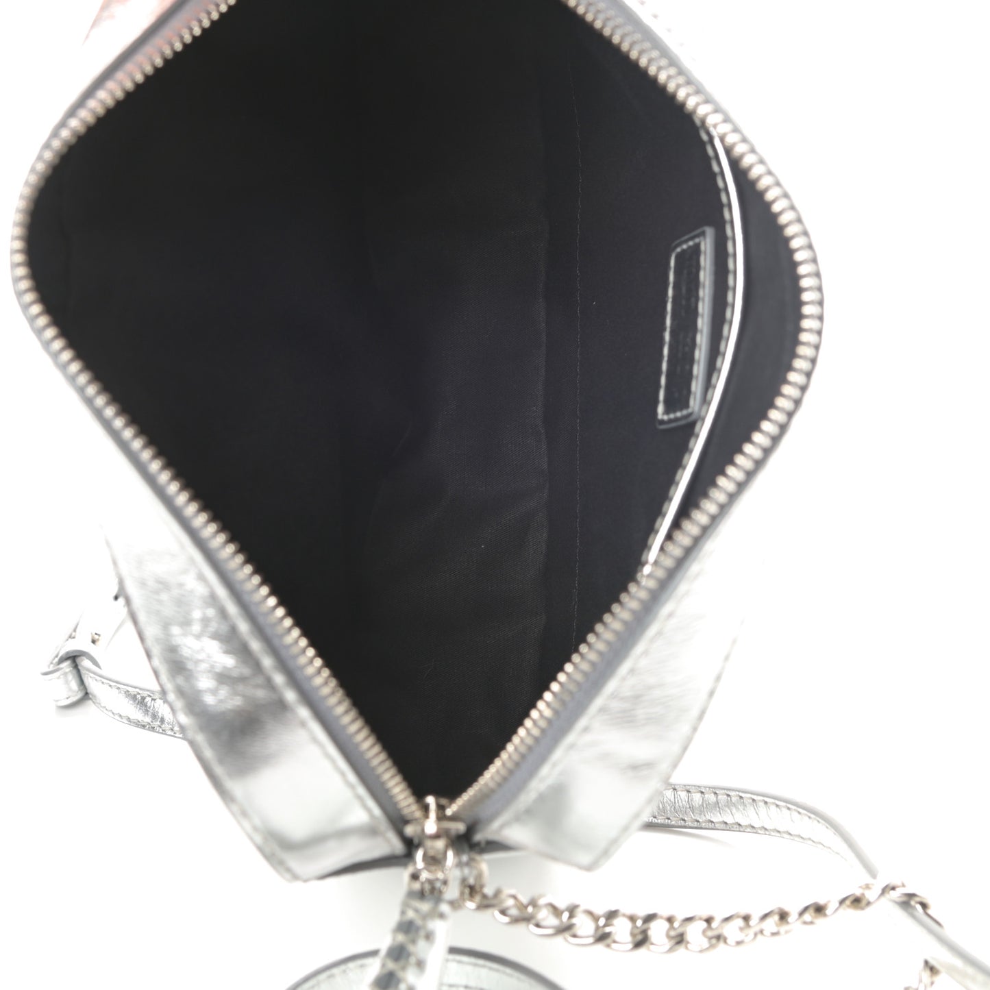 Metallic Calfskin Athini Camera Bag Silver